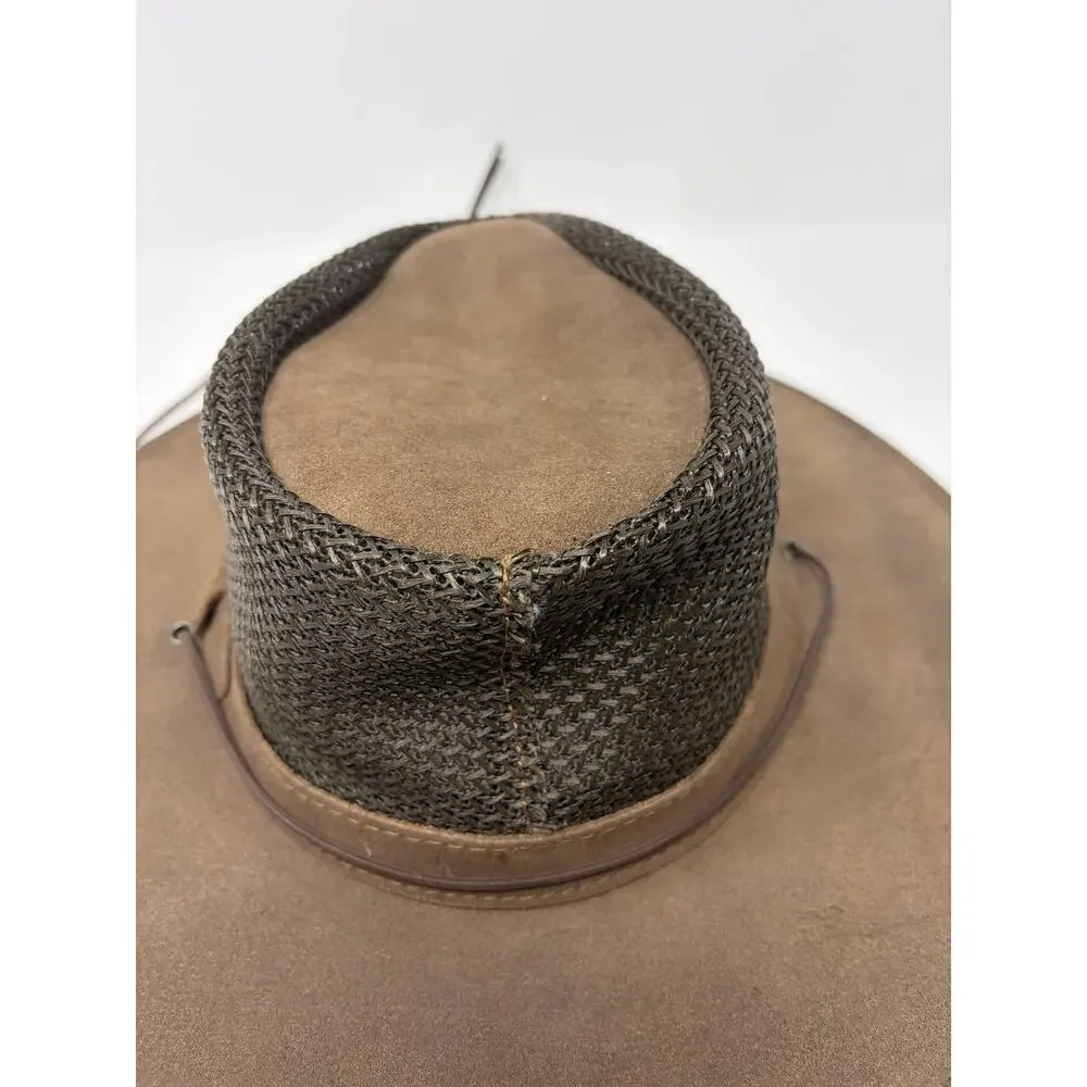 Minnetonka Safari Airflow hat small brown leather unisex